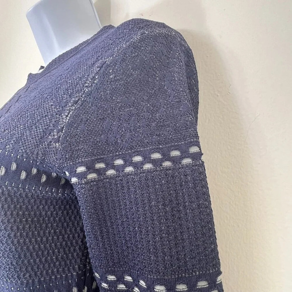 Womens Elegant A Line Midi Long Sleeve Flared Navy Blue Chic Dress Medium - Picture 10 of 15